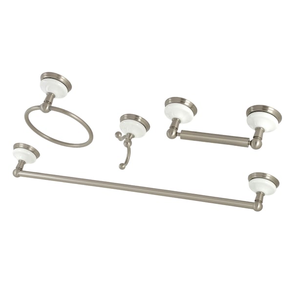 Victorian 4-Piece Bathroom Hardware, Brushed Nickel